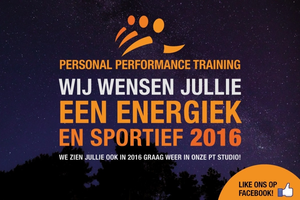 PPT wenst alle cliënten en bezoekers hele mooie feestdagen en een gezond en sportief 2016